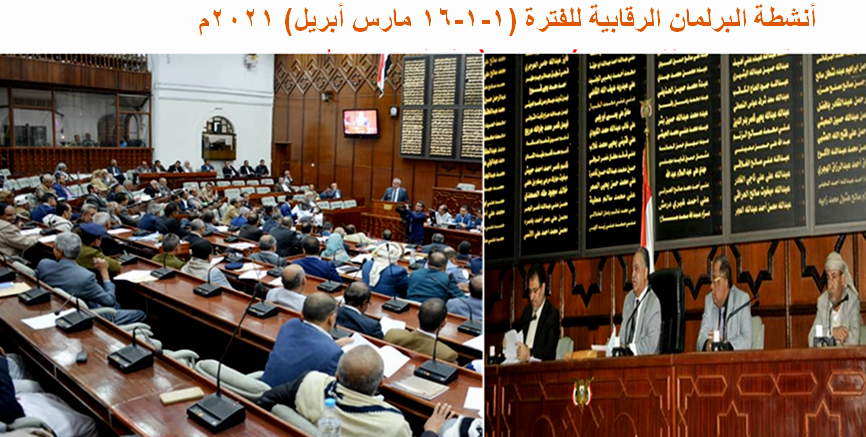 الأنشطة الرقابية لمجلس النواب للفترة(1-1-16مارس أبريل)2021م(2-2)